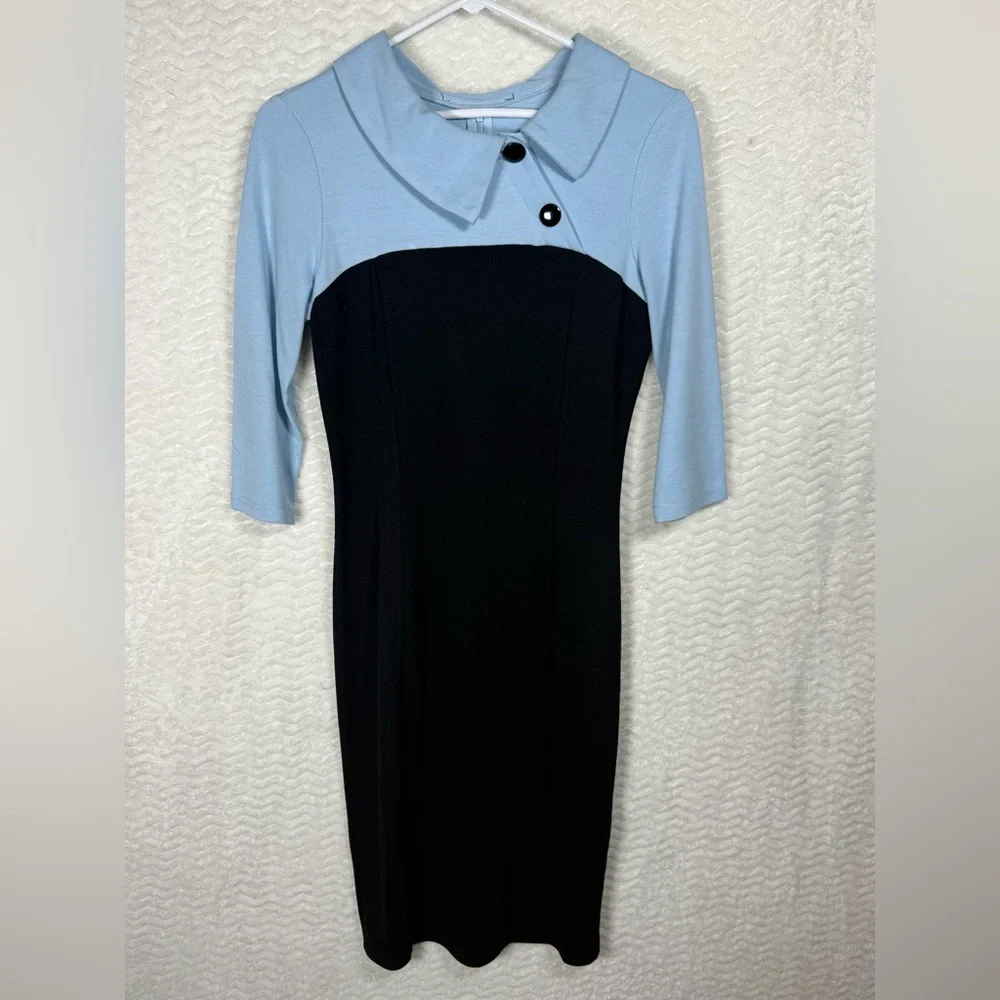 Retro beautiful sky blue half Sleeve Dress. Size S/M - Picture 3 of 11